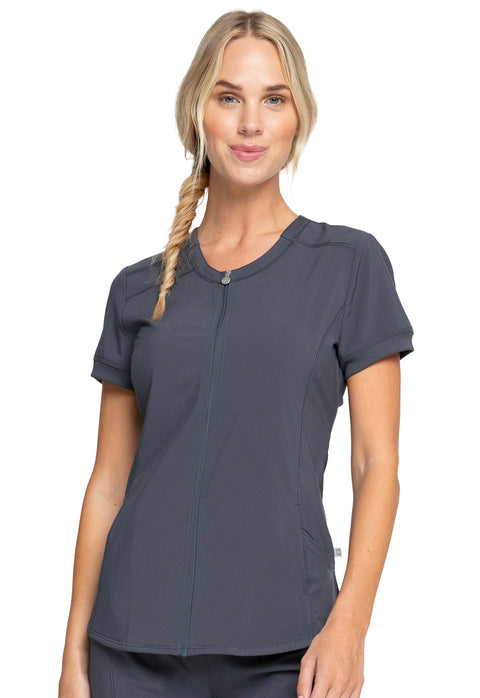 Zip Front V-Neck Top