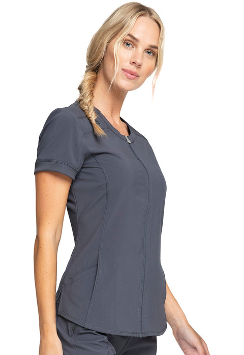 Zip Front V-Neck Top