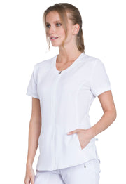 Zip Front V-Neck Top