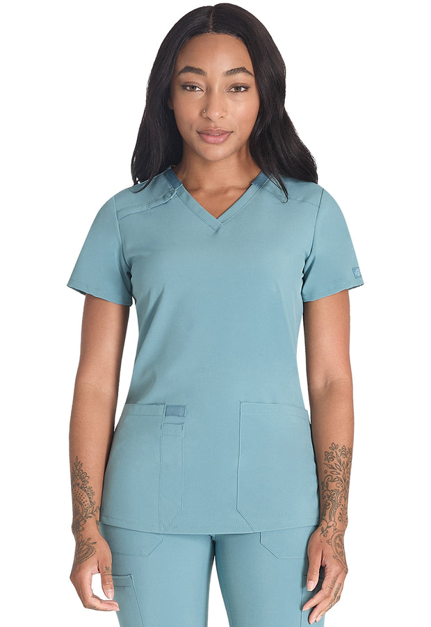 Dickies EDS V-Neck Top in Mineral Blue