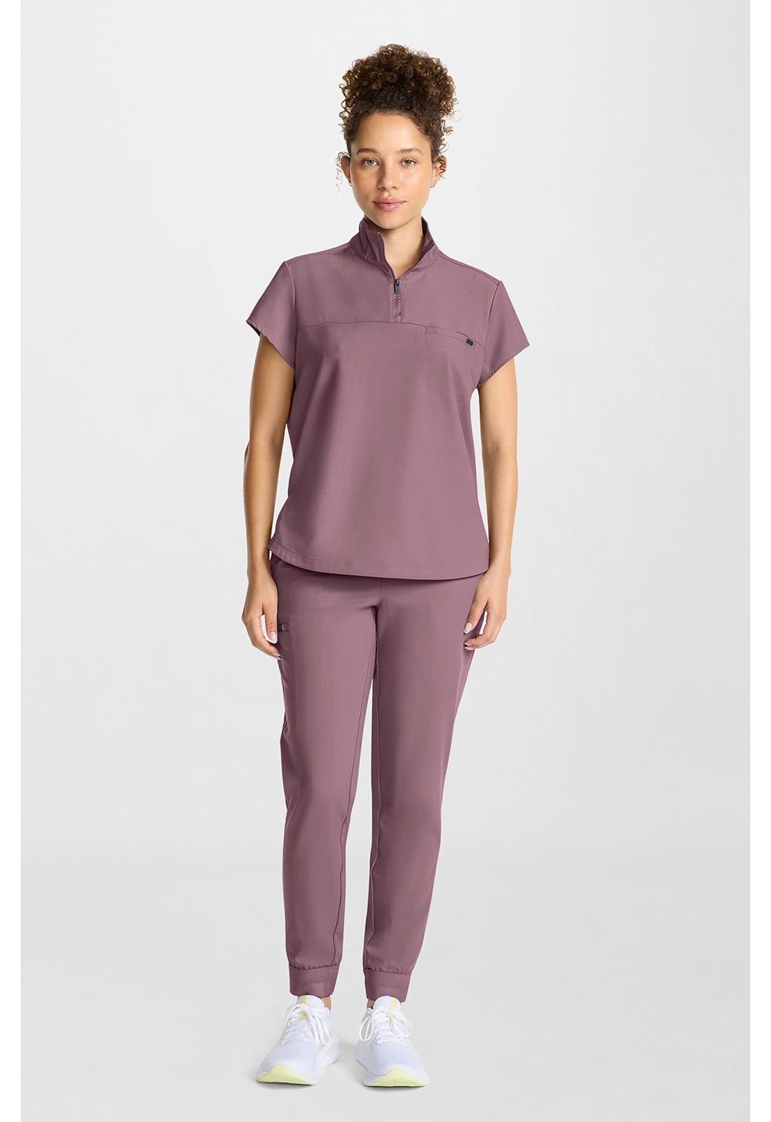 Women's Partial Zip Stand Collar Top