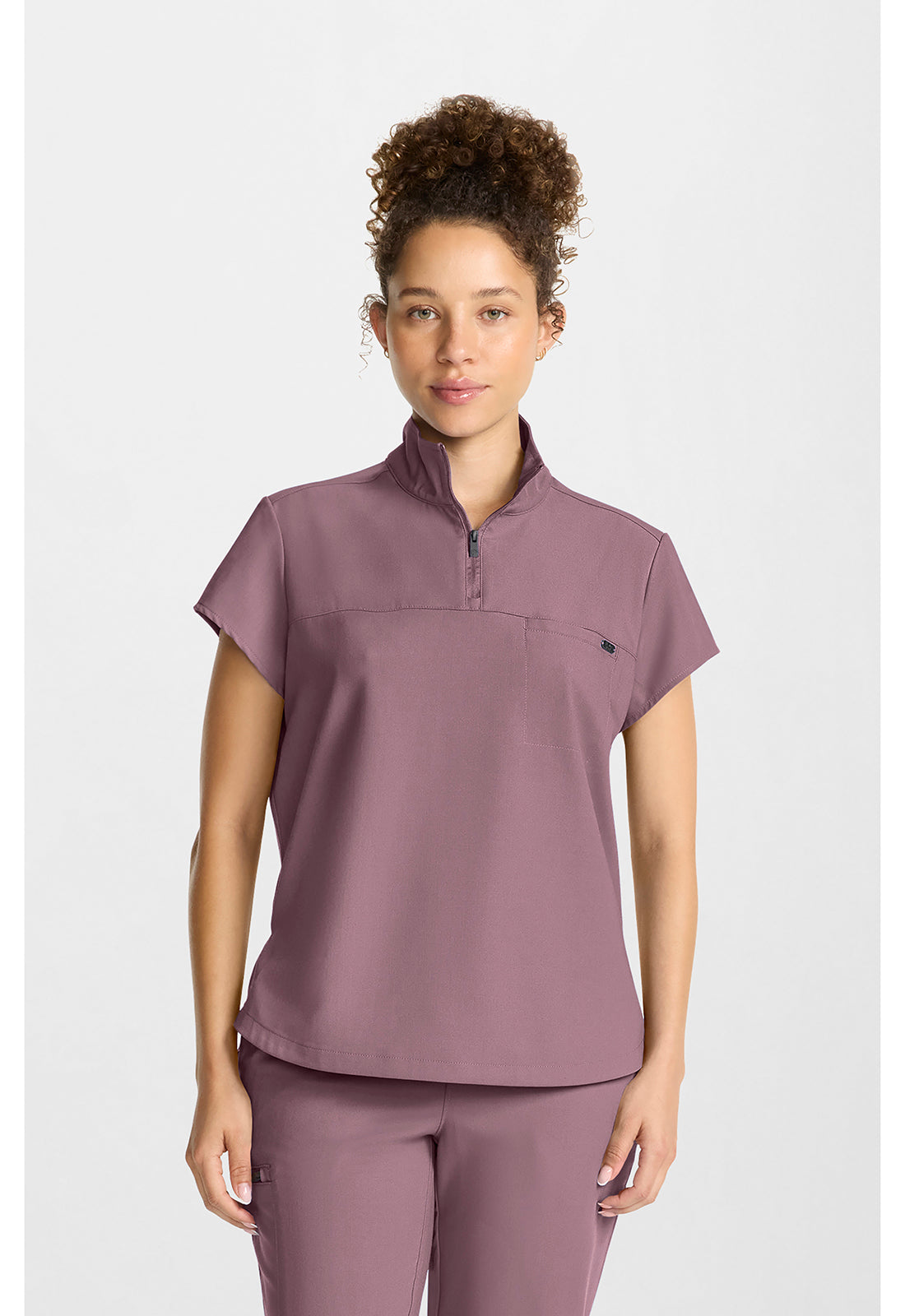 Women's Partial Zip Stand Collar Top