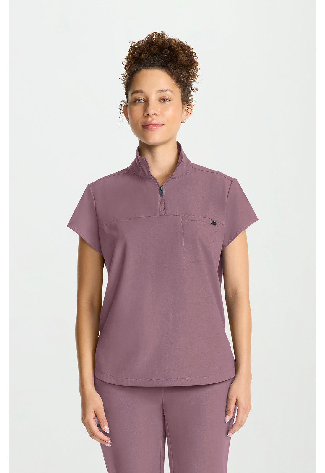 Women's Partial Zip Stand Collar Top