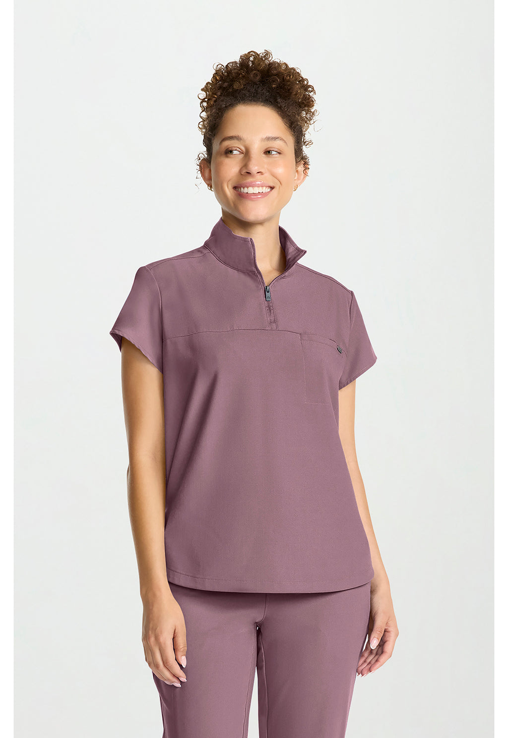 Women's Partial Zip Stand Collar Top