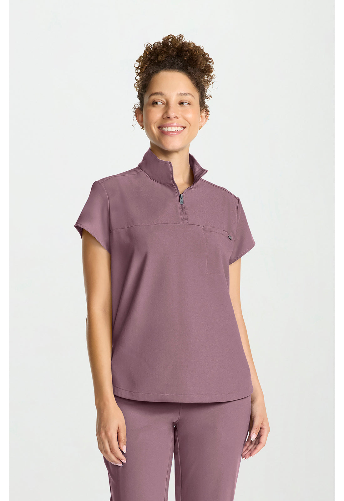 Women's Partial Zip Stand Collar Top