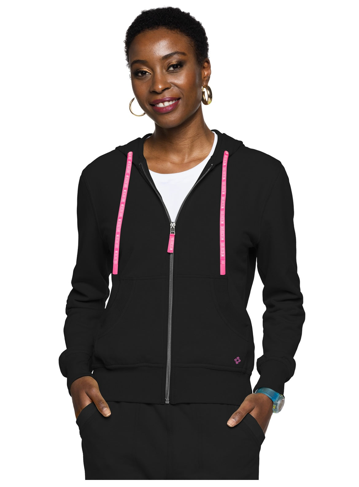 Fleece Zip Front Logo Hoodie – Lap of Luxury Scrubs