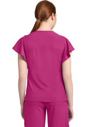 Women's 2-Pocket Flutter Sleeve V-Neck