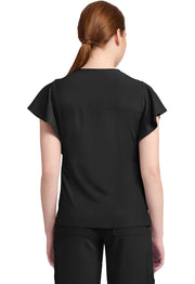 Women's 2-Pocket Flutter Sleeve V-Neck