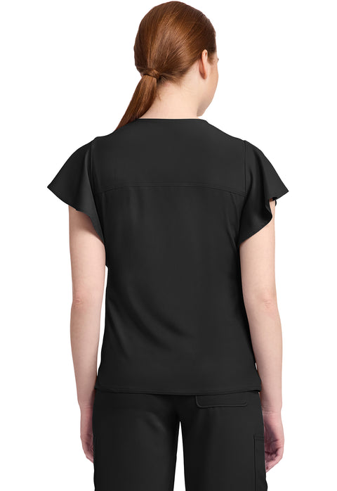 Women's 2-Pocket Flutter Sleeve V-Neck