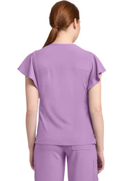 Women's 2-Pocket Flutter Sleeve V-Neck