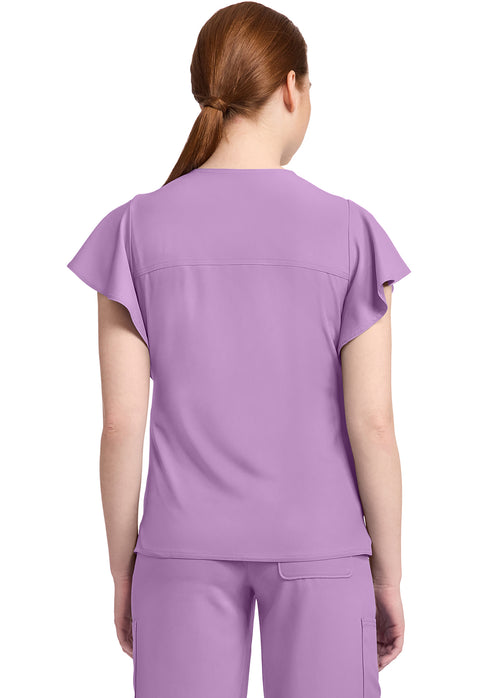 Women's 2-Pocket Flutter Sleeve V-Neck
