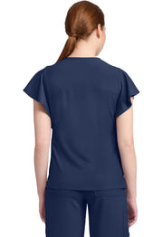 Women's 2-Pocket Flutter Sleeve V-Neck