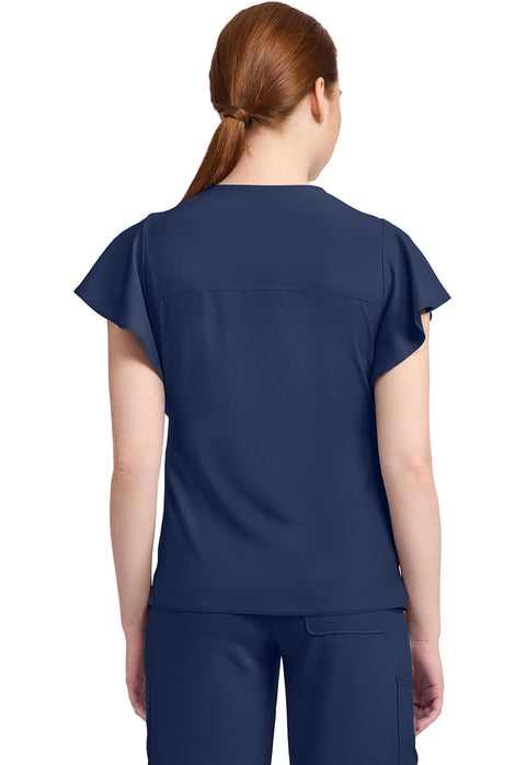 Women's 2-Pocket Flutter Sleeve V-Neck
